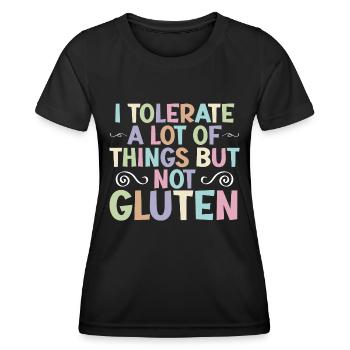 Intolérance au gluten sans gluten maladie cœliaque - T-shirt sport Femme - noir - Devant - AI Model Female 172 light (172cm)