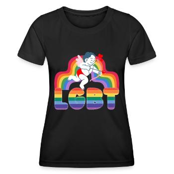 Valentinstag Lgbt 14. Februar Schwule Lesben - Frauen Funktions-T-Shirt - Schwarz - Vorne - AI Model Female 172 light (172cm)