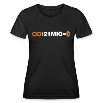 Unendlich geteilt durch 21 Millionen - Frauen Funktions-T-Shirt - Schwarz - Vorne - AI Model Female 172 light (172cm)