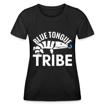Blauzungen-Eidechse Skinke Glattechse blaue Zunge - Frauen Funktions-T-Shirt - Schwarz - Vorne - AI Model Female 172 light (172cm)