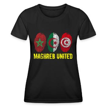 MAGHREB UNITED المغرب - T-shirt sport Femme - noir - Devant - AI Model Female 172 light (172cm)