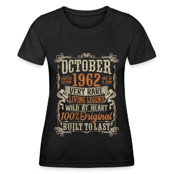 Octobre millésime 1962 né anniversaire cadeau - T-shirt sport Femme - noir - Devant - AI Model Female 172 light (172cm)