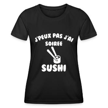 Soirée sushi - T-shirt sport Femme - noir - Devant - AI Model Female 172 light (172cm)