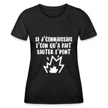 Si j’connaissais l’con… - T-shirt sport Femme - noir - Devant - AI Model Female 172 light (172cm)