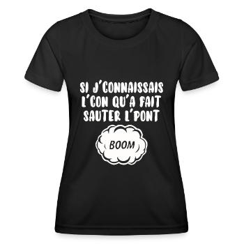 Si j’connais l’con… - T-shirt sport Femme - noir - Devant - AI Model Female 172 light (172cm)