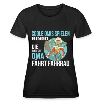 Die weltbeste Oma fährt Fahrrad. - Frauen Funktions-T-Shirt - Schwarz - Vorne - AI Model Female 172 light (172cm)