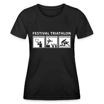 festival_triathlon - T-shirt sport Femme - noir - Devant - AI Model Female 172 light (172cm)