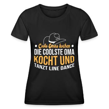 Die coolste Oma kocht und tanzt Line Dance - Frauen Funktions-T-Shirt - Schwarz - Vorne - AI Model Female 172 light (172cm)