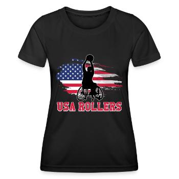 Handicap Für Rollstuhlbasketballspieler USA - Frauen Funktions-T-Shirt - Schwarz - Vorne - AI Model Female 172 light (172cm)