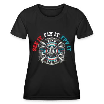 FPV drone pilot, remote control - Women's Functional T-Shirt - black - Front - AI Model Female 172 light (172cm)