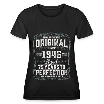 Millésime 1946 Vintage 75 anniversaire cadeau - T-shirt sport Femme - noir - Devant - AI Model Female 172 light (172cm)