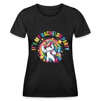 Junggesellenabschied Einhorn - Frauen Funktions-T-Shirt - Schwarz - Vorne - AI Model Female 172 light (172cm)