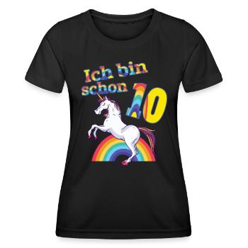 Geburtstag 10 Jahre Einhorn - Frauen Funktions-T-Shirt - Schwarz - Vorne - AI Model Female 172 light (172cm)