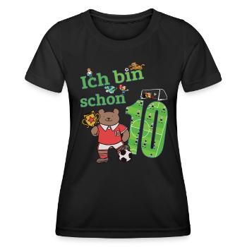 Geburtstag 10 Jahre Fussball - Frauen Funktions-T-Shirt - Schwarz - Vorne - AI Model Female 172 light (172cm)