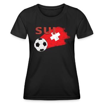 Fahne Schweiz - Frauen Funktions-T-Shirt - Schwarz - Vorne - AI Model Female 172 light (172cm)