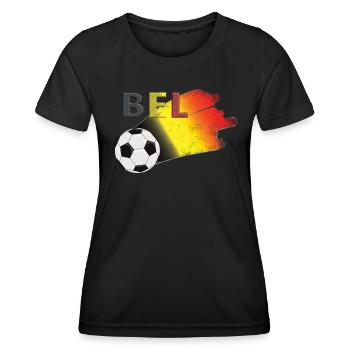 Fahne Belgien - Frauen Funktions-T-Shirt - Schwarz - Vorne - AI Model Female 172 light (172cm)