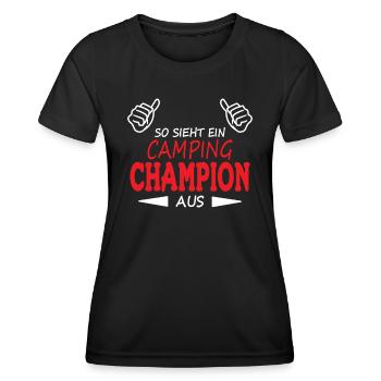 Camper Geschenkidee Camping - Frauen Funktions-T-Shirt - Schwarz - Vorne - AI Model Female 172 light (172cm)