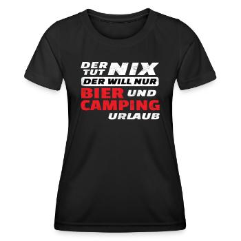 Camper Geschenkidee Camping - Frauen Funktions-T-Shirt - Schwarz - Vorne - AI Model Female 172 light (172cm)