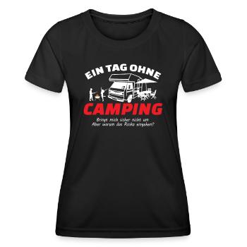 Camper Geschenkidee Camping - Frauen Funktions-T-Shirt - Schwarz - Vorne - AI Model Female 172 light (172cm)