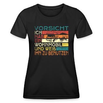 Camper Geschenkidee Camping - Frauen Funktions-T-Shirt - Schwarz - Vorne - AI Model Female 172 light (172cm)