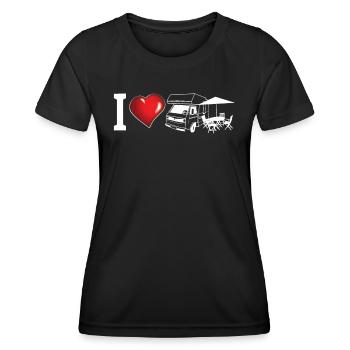 Camper Geschenkidee Camping - Frauen Funktions-T-Shirt - Schwarz - Vorne - AI Model Female 172 light (172cm)