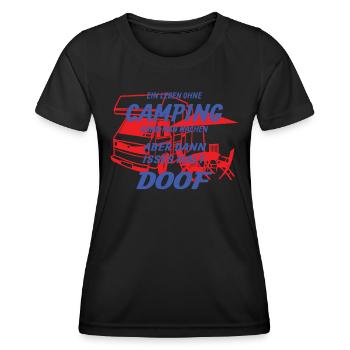 Camper Geschenkidee Camping - Frauen Funktions-T-Shirt - Schwarz - Vorne - AI Model Female 172 light (172cm)
