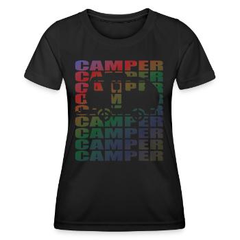 Camper Geschenkidee Camping - Frauen Funktions-T-Shirt - Schwarz - Vorne - AI Model Female 172 light (172cm)