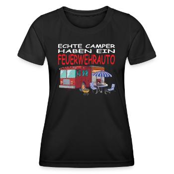 Camper Geschenkidee Camping - Frauen Funktions-T-Shirt - Schwarz - Vorne - AI Model Female 172 light (172cm)