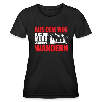 Wandern Zubehör Wanderer Motiv - Frauen Funktions-T-Shirt - Schwarz - Vorne - AI Model Female 172 light (172cm)