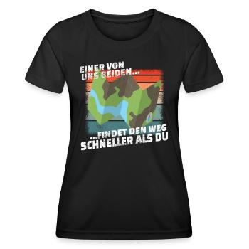 Hiking Accessories Wanderer Motif - Women's Functional T-Shirt - black - Front - AI Model Female 172 light (172cm)
