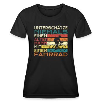 Fahrrad Zubehör Radfahrer Motiv - Frauen Funktions-T-Shirt - Schwarz - Vorne - AI Model Female 172 light (172cm)