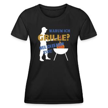Grillen und Camper Geschenkidee - Frauen Funktions-T-Shirt - Schwarz - Vorne - AI Model Female 172 light (172cm)