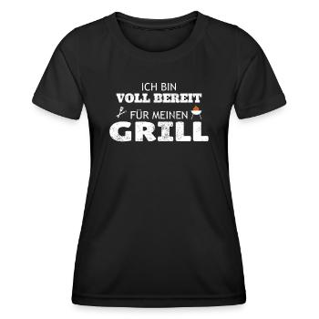 Grillen und Camper Geschenkidee - Frauen Funktions-T-Shirt - Schwarz - Vorne - AI Model Female 172 light (172cm)