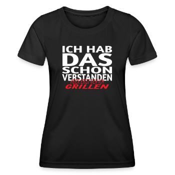 Grillen und Camper Geschenkidee - Frauen Funktions-T-Shirt - Schwarz - Vorne - AI Model Female 172 light (172cm)