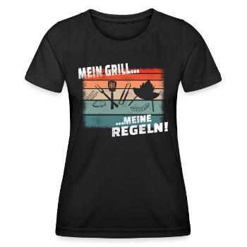 Grillen und Camper Geschenkidee - Frauen Funktions-T-Shirt - Schwarz - Vorne - AI Model Female 172 light (172cm)