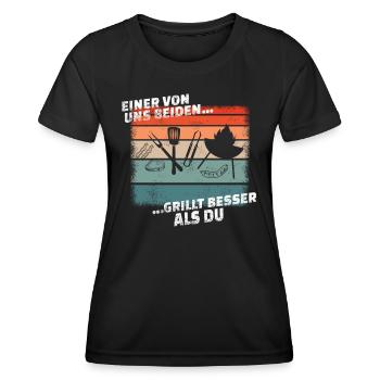 Grillen und Camper Geschenkidee - Frauen Funktions-T-Shirt - Schwarz - Vorne - AI Model Female 172 light (172cm)