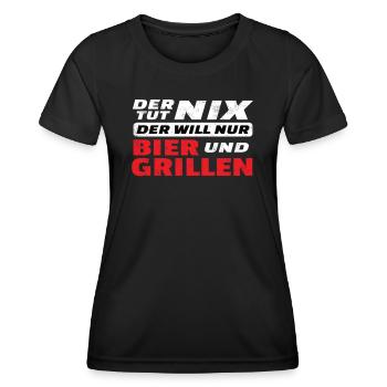 Grillen und Camper Geschenkidee - Frauen Funktions-T-Shirt - Schwarz - Vorne - AI Model Female 172 light (172cm)