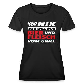 Grillen und Camper Geschenkidee - Frauen Funktions-T-Shirt - Schwarz - Vorne - AI Model Female 172 light (172cm)