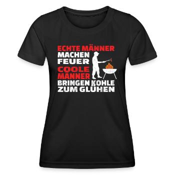 Grillen und Camper Geschenkidee - Frauen Funktions-T-Shirt - Schwarz - Vorne - AI Model Female 172 light (172cm)