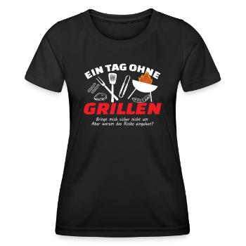 Grillen und Camper Geschenkidee - Frauen Funktions-T-Shirt - Schwarz - Vorne - AI Model Female 172 light (172cm)