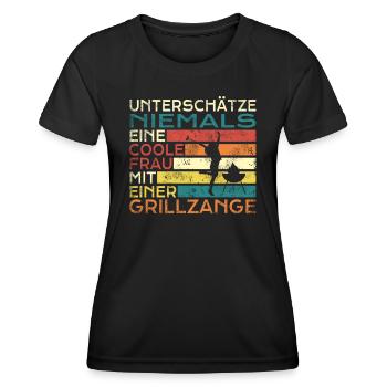 Grillen und Camper Geschenkidee - Frauen Funktions-T-Shirt - Schwarz - Vorne - AI Model Female 172 light (172cm)