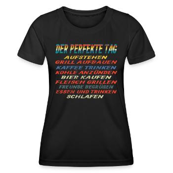 Grillen und Camper Geschenkidee - Frauen Funktions-T-Shirt - Schwarz - Vorne - AI Model Female 172 light (172cm)