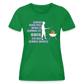 Grillen und Camper Geschenkidee - Frauen Funktions-T-Shirt - Kelly Green - Vorne - AI Model Female 172 dark (172cm)