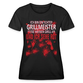 Grillen und Camper Geschenkidee - Frauen Funktions-T-Shirt - Schwarz - Vorne - AI Model Female 172 light (172cm)