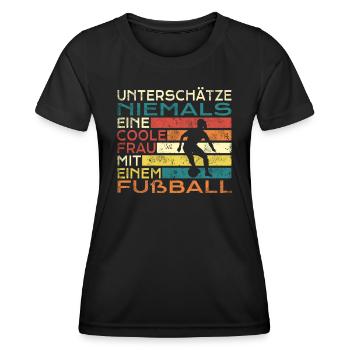 Fußballzubehör Geschenkidee Fußballfan - Frauen Funktions-T-Shirt - Schwarz - Vorne - AI Model Female 172 light (172cm)