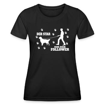 Hund Golden Retriever Hundebesitzer - Frauen Funktions-T-Shirt - Schwarz - Vorne - AI Model Female 172 light (172cm)