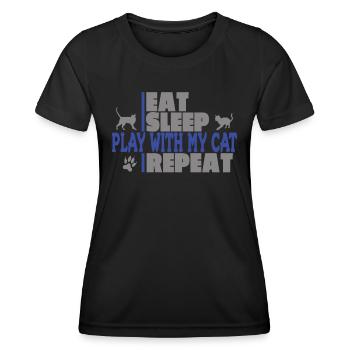 Katzenfreund, Katzenzubehör Geschenk - Frauen Funktions-T-Shirt - Schwarz - Vorne - AI Model Female 172 light (172cm)