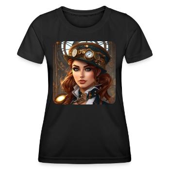 Cooles Steampunk Girl - Frauen Funktions-T-Shirt - Schwarz - Vorne - AI Model Female 172 light (172cm)
