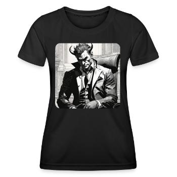 Diable élégant avec costume et cravate - T-shirt sport Femme - noir - Devant - AI Model Female 172 light (172cm)