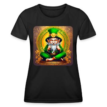 Irish leprechaun in Buddha position - Women's Functional T-Shirt - black - Front - AI Model Female 172 light (172cm)